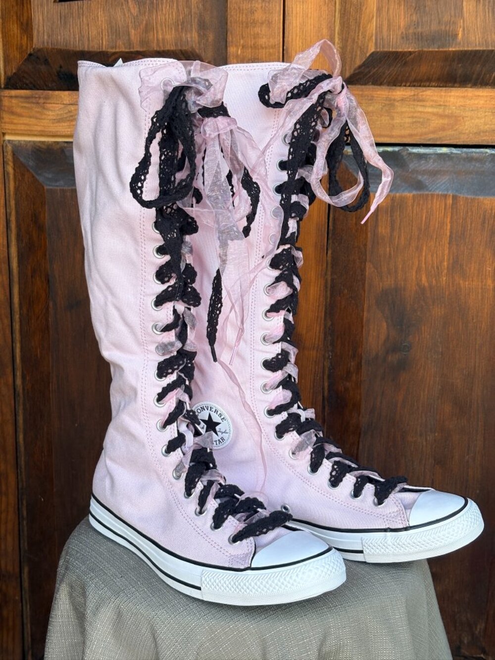 Converse Chuck Taylor XX-Hi Double Lace Summit Pink Knee High NWOB Size 10 W - Picture 3 of 14